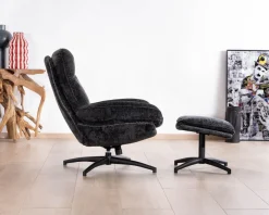 Fauteuil cosy rotatif design rétro en tissu gris 