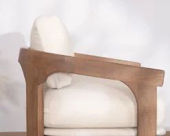 Fauteuil d'appoint design scandinave en tissu bouclette écru "Archéa"