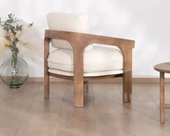 Fauteuil d'appoint design scandinave en tissu bouclette écru "Archéa"