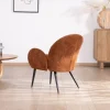 Fauteuil d'appoint esprit rétro avec accoudoirs en tissu cuivré duveteux "Luno"