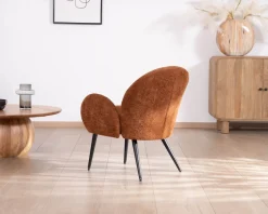 Fauteuil d'appoint esprit rétro avec accoudoirs en tissu cuivré duveteux "Luno"