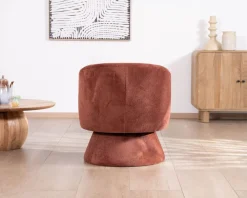 Fauteuil d'appoint pivotant en tissu chenillé terracotta