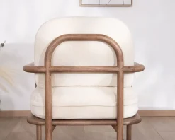 Fauteuil d'appoint style rétro "Pio" tissu bouclette écru