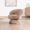 Fauteuil d'appoint tournant 360° en tissu chenillé camel "Ladoga"