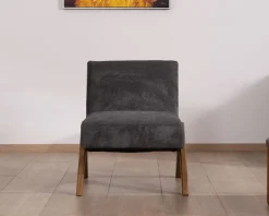 Fauteuil déco anthracite style rétro "Tolga" pieds boomerang