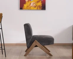 Fauteuil déco anthracite style rétro "Tolga" pieds boomerang