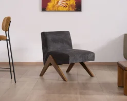 Fauteuil déco anthracite style rétro 