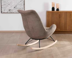 Fauteuil de détente à bascule contemporain en tissu bouclette taupe "Calista"