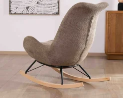 Fauteuil de détente à bascule contemporain en tissu bouclette taupe "Calista"
