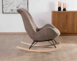 Fauteuil de détente à bascule contemporain en tissu bouclette taupe 
