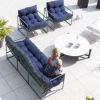 Fauteuil de jardin chic et confortable bleu foncé et aluminium gris "Maluku Island"