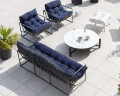 Fauteuil de jardin chic et confortable bleu foncé et aluminium gris "Maluku Island"