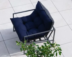 Fauteuil de jardin chic et confortable bleu foncé et aluminium gris 