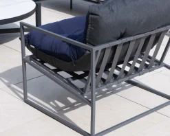 Fauteuil de jardin chic et confortable bleu foncé et aluminium gris 
