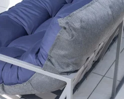 Fauteuil de jardin chic et confortable bleu foncé et aluminium gris 