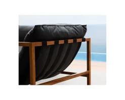 Fauteuil de jardin en teck et tissu Sunbrella 