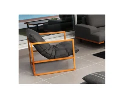 Fauteuil de jardin en teck et tissu Sunbrella 