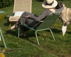 Fauteuil de jardin esprit rétro en métal vert "Horizon"
