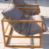 Fauteuil de jardin relax teck et tissu Sunbrella Taupe "Maluku Island"