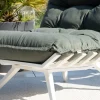 Fauteuil de jardin ultra confort en tissu vert kaki avec repose pieds modulaire "Lisca"