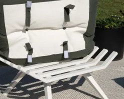 Fauteuil de jardin ultra confort en tissu vert kaki avec repose pieds modulaire 