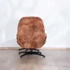 Fauteuil de relaxation avec pouf en tissu doux terracotta "Branson" pivotant 360°
