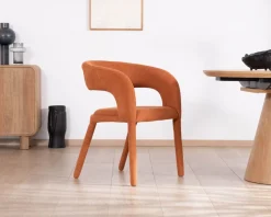 Fauteuil de repas design en tissu terracotta ultra confort 