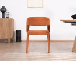 Fauteuil de repas design en tissu terracotta ultra confort 