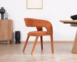 Fauteuil de repas design en tissu terracotta ultra confort 