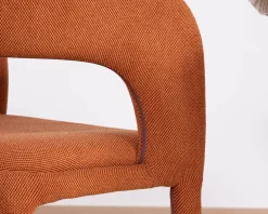Fauteuil de repas design en tissu terracotta ultra confort 
