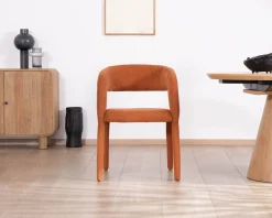 Fauteuil de repas design en tissu terracotta ultra confort 