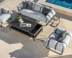 Fauteuil de terrasse matelassé gris clair ultra confort structure aluminium "Paquetage"