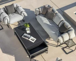 Fauteuil de terrasse matelassé gris clair ultra confort structure aluminium 