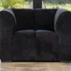 Fauteuil design cubique en velours anthracite avec surpiqures "Enjoy Home"
