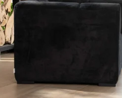 Fauteuil design cubique en velours anthracite avec surpiqures 