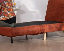 Fauteuil design scandinave en tissu terracotta "Folda" convertible en lit d'appoint