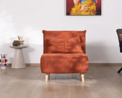Fauteuil design scandinave en tissu terracotta 