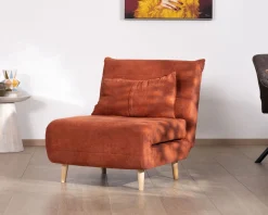 Fauteuil design scandinave en tissu terracotta 