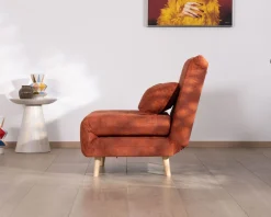 Fauteuil design scandinave en tissu terracotta 