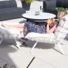 Fauteuil d'extérieur blanc avec repose-pieds modulaire structure aluminium blanche "Lisca"
