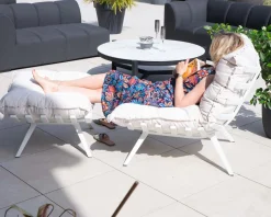 Fauteuil d'extérieur blanc avec repose-pieds modulaire structure aluminium blanche "Lisca"