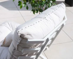 Fauteuil d'extérieur blanc avec repose-pieds modulaire structure aluminium blanche