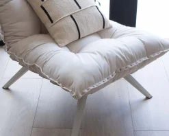 Fauteuil d'extérieur blanc avec repose-pieds modulaire structure aluminium blanche