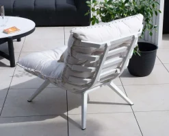 Fauteuil d'extérieur blanc avec repose-pieds modulaire structure aluminium blanche