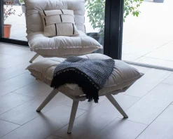 Fauteuil d'extérieur blanc avec repose-pieds modulaire structure aluminium blanche
