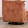 Fauteuil enveloppant en velours côtelé terracotta "Cascada" rotatif avec repose-pieds relevable
