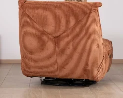 Fauteuil enveloppant en velours côtelé terracotta "Cascada" rotatif avec repose-pieds relevable