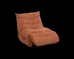 Fauteuil enveloppant en velours côtelé terracotta 
