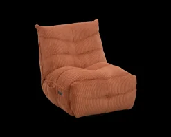 Fauteuil enveloppant en velours côtelé terracotta 