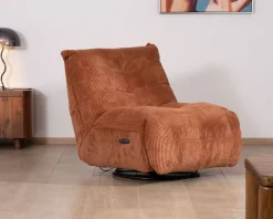 Fauteuil enveloppant en velours côtelé terracotta 
